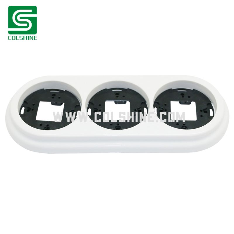 3-Way Triple Surface Porcelain Frame Retro Light Switch and Socket Mounting Base